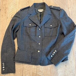 Michael Kors Womens Gray Wool Blend Military Cropped Blazer 10